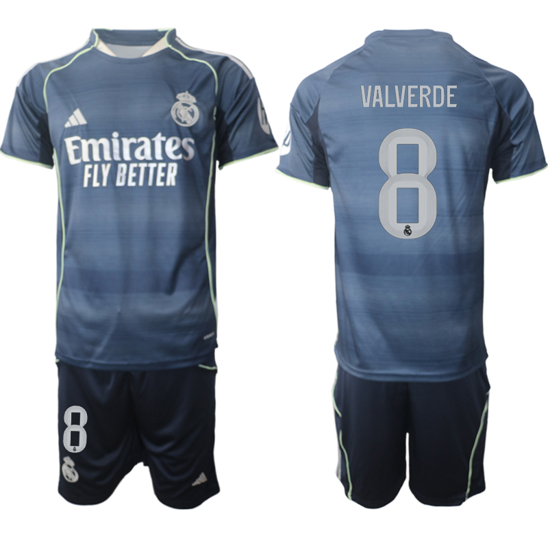 Men 2025-2026 Club Real Madrid away Blue 8 Soccer Jersey